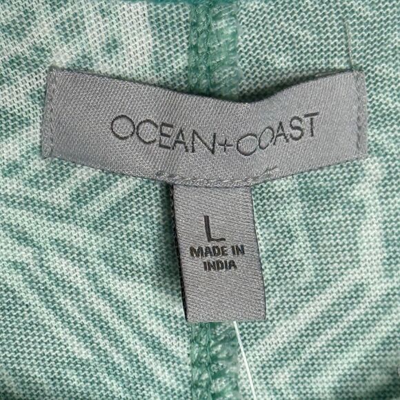 Ocean + Coast Womens Pullover Sweater Large Aqua Blue Geo Lightweight Swim Beach - Picture 3 of 13